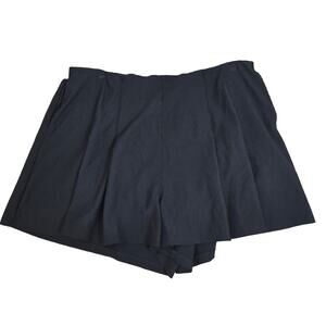 MTA Shorts Womens XL Black Ribbed Knit Pleated Front Stretchy Elastic Waistband